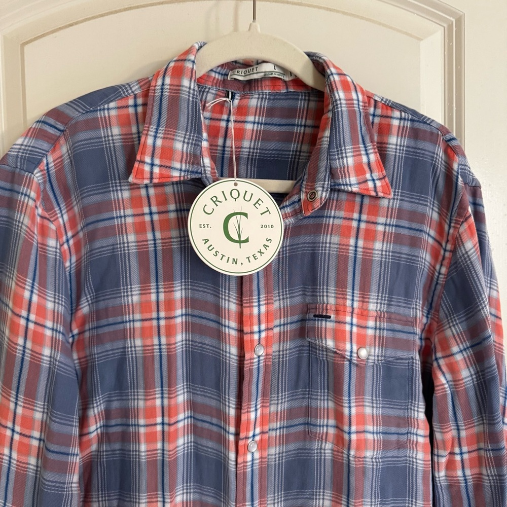Criquet Men's Red & Blue Plaid Button-Down Shirt - Picture 2 of 5